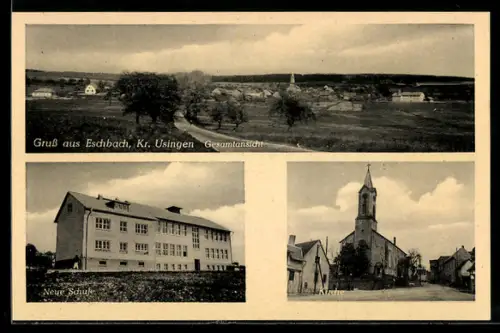 AK Eschbach /Usingen, Gesamtansicht, Neue Schule, Kirche