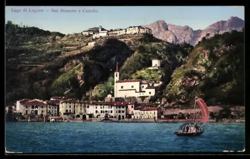 AK San Mamette /Lago di Lugano, Panorama e Castello