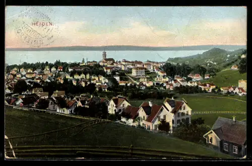 AK Heiden, Panoramaansicht mit See und Häusern