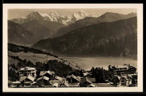 AK St Beatenberg, Thunersee mit Jungfrauengruppe