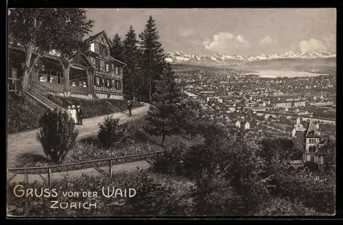 AK Zürich, Teilansicht und Waid