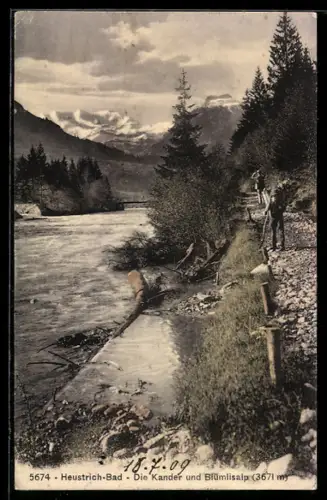 AK Emdthal, Heustrich-Bad, Die Kander und Blümlisalp