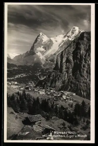 AK Mürren, Mit Wetterhorn, Eiger u. Mönch