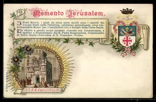 Lithographie Jerusalem, S.S.D.N. Sepulchrum