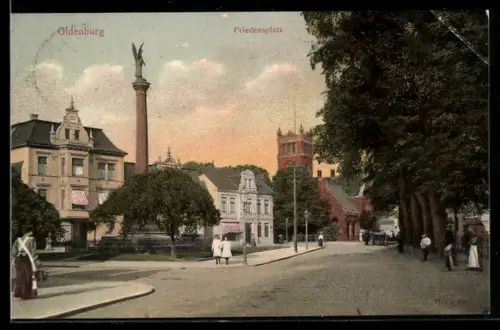 AK Oldenburg / Gr., Strassenpartie am Friedensplatz