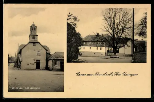 AK Naunstadt /Krs. Usingen, Blick auf das Rathaus, Dorfpartie