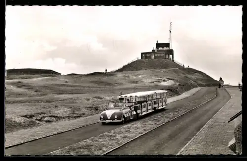 AK Norderney, Nordseebad, Strand-Express-Auto und Wetterwarte