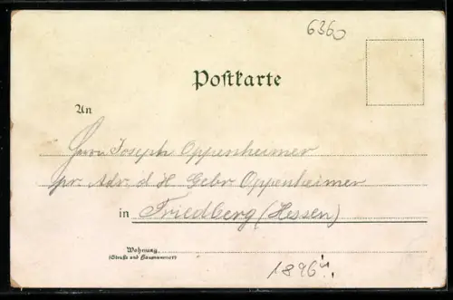 Lithographie Friedberg, Teilansicht mit Rathaus