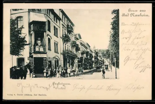 AK Bad Nauheim, Parkstrasse mit Friseurgeschäft A. Müller-Schuppmann