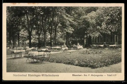 AK Rüstringen-Wilhelmshaven, Nordseebad, Cafe Elisenlust F. Metjengerdes