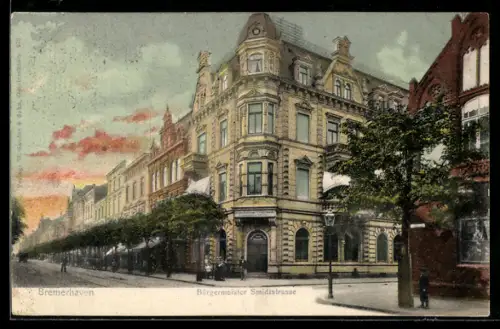 AK Bremerhaven, Bürgermeister Smidtstrasse mit Passanten