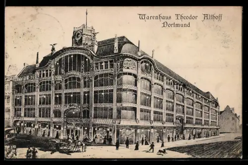 Künstler-AK Dortmund, Warenhaus Theodor Althoff