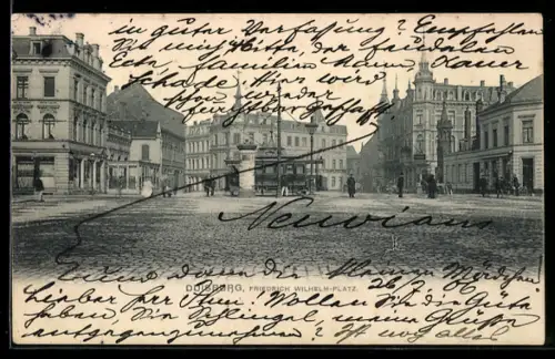 AK Duisburg, Friedrich Wilhelm-Platz mit Strassenbahn