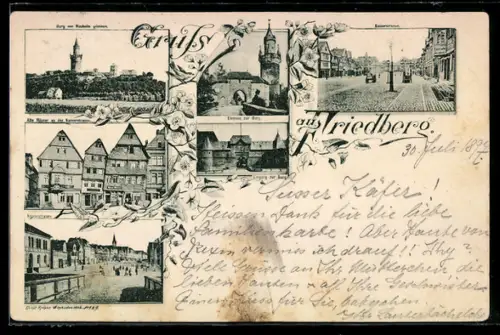 AK Friedberg, Burg, Kaiserstrasse, Rathaus