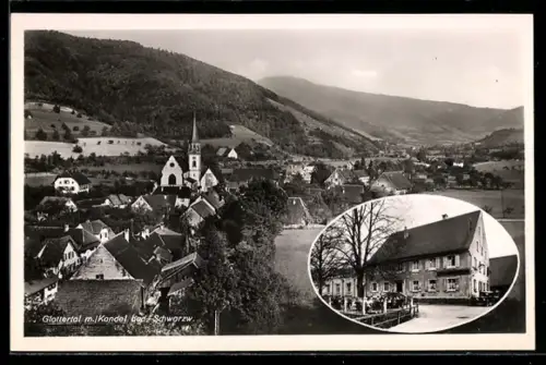 AK Glottertal /Freiburg i. Br., Kirche, Gasthaus Zum Hirschen, Inh. H. Strecker, Kandel