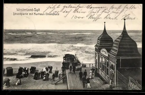 AK Westerland-Sylt, Strandpartie, Kurhaus-Strandhalle