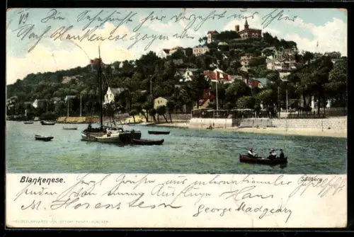 AK Hamburg-Blankenese, Süllberg, Elbblick, Segelboote