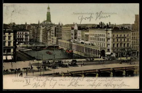 AK Hamburg, Reesendammbrücke, Alsterarcaden