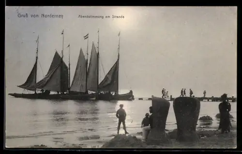 AK Norderney, Abendstimmung am Strande