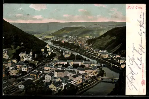 AK Bad Ems, Panoramaansicht des Ortes