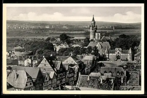 AK Friedberg i. H., Blick auf Burg und Bad Nauheim