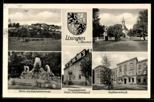 AK Usingen i. Taunus, Fürst-Walrad-Denkmal, Landratsamt, Aufbauschule
