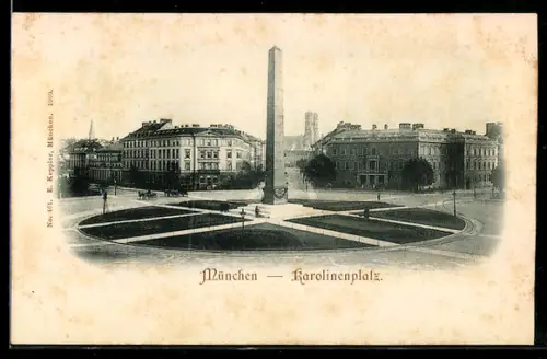 AK München, Karolinenplatz mit Obelisk