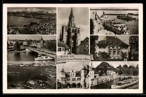 AK Konstanz am Bodensee, Münster, Hafen, Insel Mainau