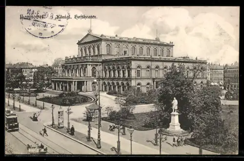 AK Hannover, Strassenbahn vor dem Kgl. Hoftheater