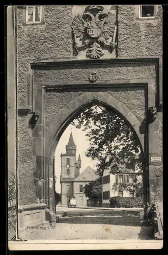 AK Friedberg i. H., Stadttor, Kirche, historische Gebäude