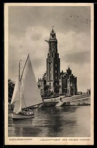 AK Bremerhaven, Leuchtturm am Neuen Hafen