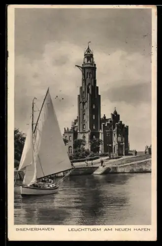 AK Bremerhaven, Leuchtturm am Neuen Hafen
