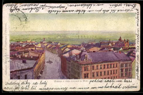 AK Olmütz, Teilansicht des Ortes mit Synagoge