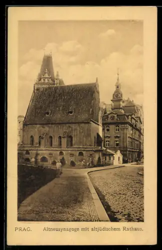 AK Prag, Altneusynagoge mit altjüdischem Rathaus