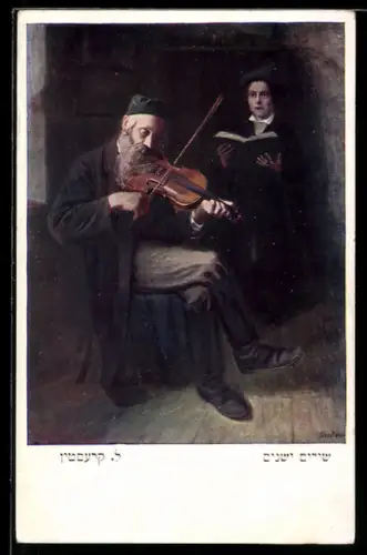 AK Jüdischer Violinenspieler sitzt auf einem Stuhl