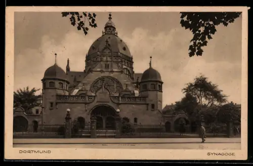 AK Dortmund, Synagoge von der Strasse aus gesehen