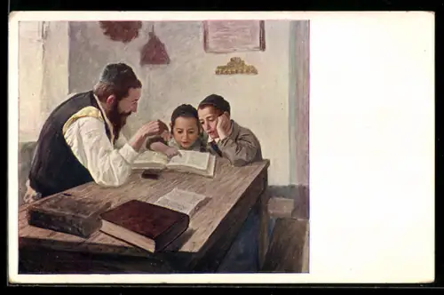 AK Rabbi unterrichtet Kinder in der Synagoge