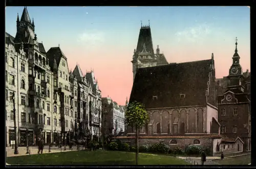 AK Prag, Altneu-Synagoge in der Aussenansicht