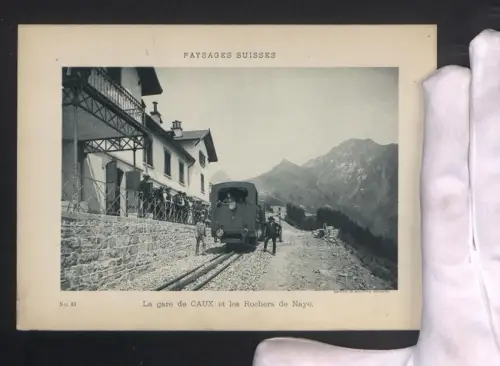 Fototypie unbekannter Fotograf, Ansicht Caux, La gare de Caux et les Rochers de Naye, Eisenbahn