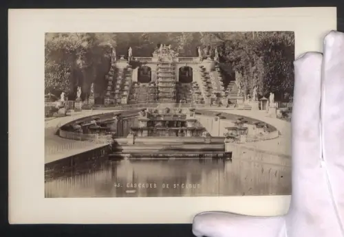 Fotografie unbekannter Fotograf, Ansicht Saint-Cloud, Cascades de St. Cloud, Grossformat 16 x 25cm