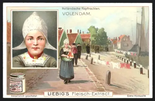 6 Sammelbilder Liebig, Serie Nr. 844: Holländische Kopftrachten, Marken, Dortrecht, Zeeland