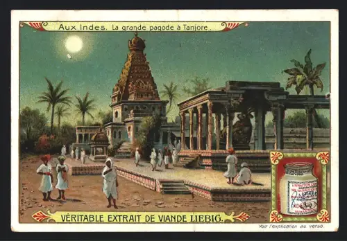 6 Sammelbilder Liebig, Serie Nr. 853: Indien, Mosquee Ibrahim-Rosa, Haiderabad, une rue de Bombay
