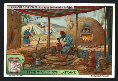 6 Sammelbilder Liebig, Serie Nr. 1085: Die Kunst der Naturvölker, Kerbschnitzereien d. Südsee-Insulaner, Muschelsticker