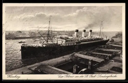 AK Hamburg, Passagierschiff Cap Polonio an der St. Pauli-Landungbrücke