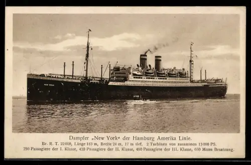 AK Passagierschiff New York der Hamburg-Amerika Linie