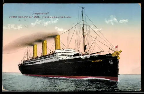 AK Passagierschiff Imperator der Hamburg-Amerika-Linie, grösster Dampfer der Welt