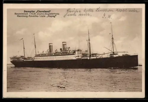 AK Passagierschiff Cleveland der Hamburg-Amerika Linie vor der Küste