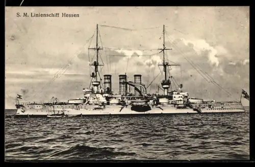 AK Linienschiff S.M.S. Hessen vor Anker liegend, Kriegsschiff