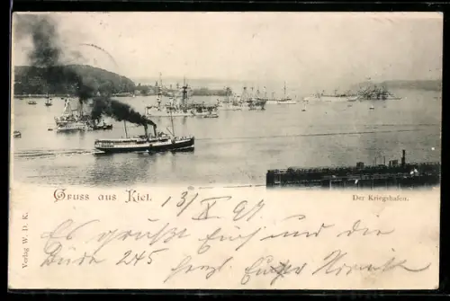 AK Kiel, Kriegshafen mit Schiffen