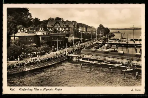 AK Kiel, Hindenburg-Ufer u. Olympia-Hafen aus der Vogelschau